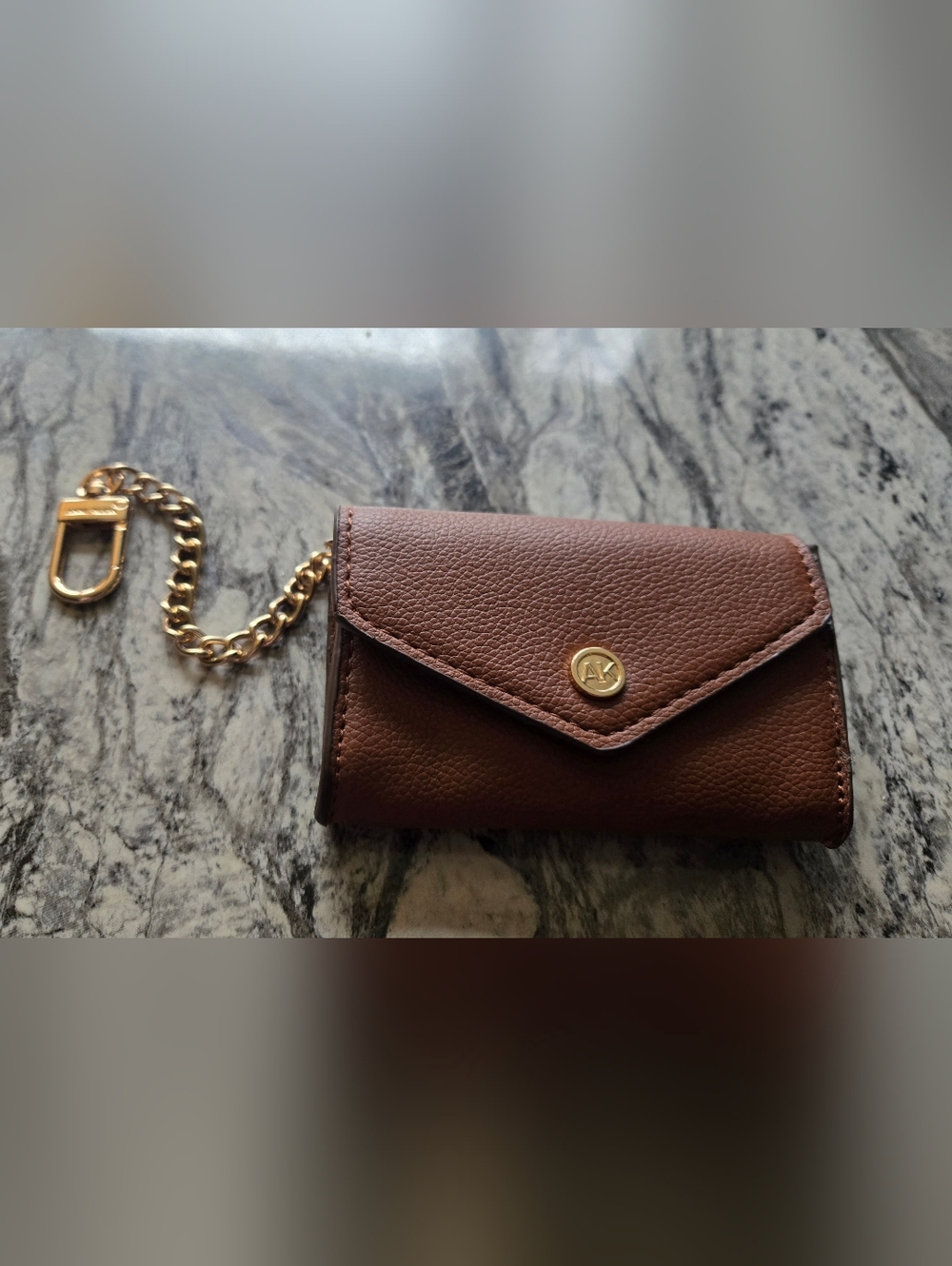 Anne Klein Mini Wallet Brown With Gold Accent Chain